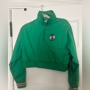 Boston Celtics Green Quarter-Zip Cropped Jacket Ultra Game - Small - NWT